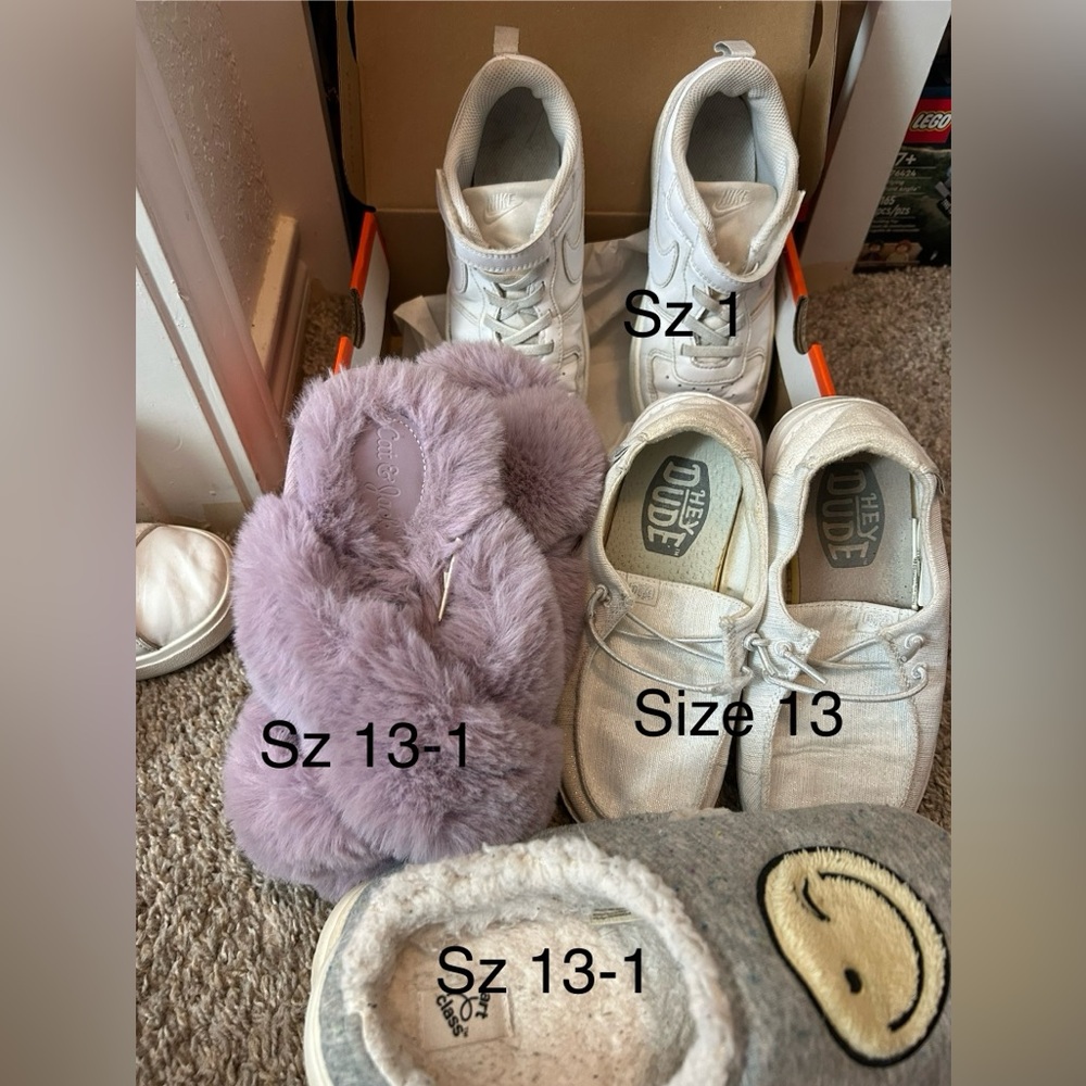 Girls slippers tennis shoes bundle size 13-1